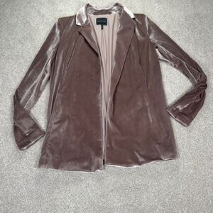 bobi BLACK Velvet Blazer Jacket Taupe Open Front Long‎ Sleeve XS Holiday Work